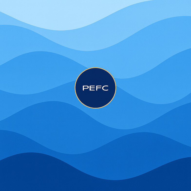 Port Elgin Foot Clinic logo centered over layered blue wave design used for compression stockings educational content.